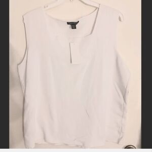 Designers Originals Cotton Stretch White Top, Sleeveless, 3X